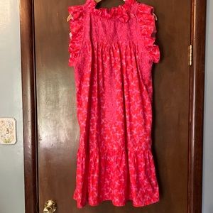 Mi Golondrina Olivia Dress in red and dark pink floral.